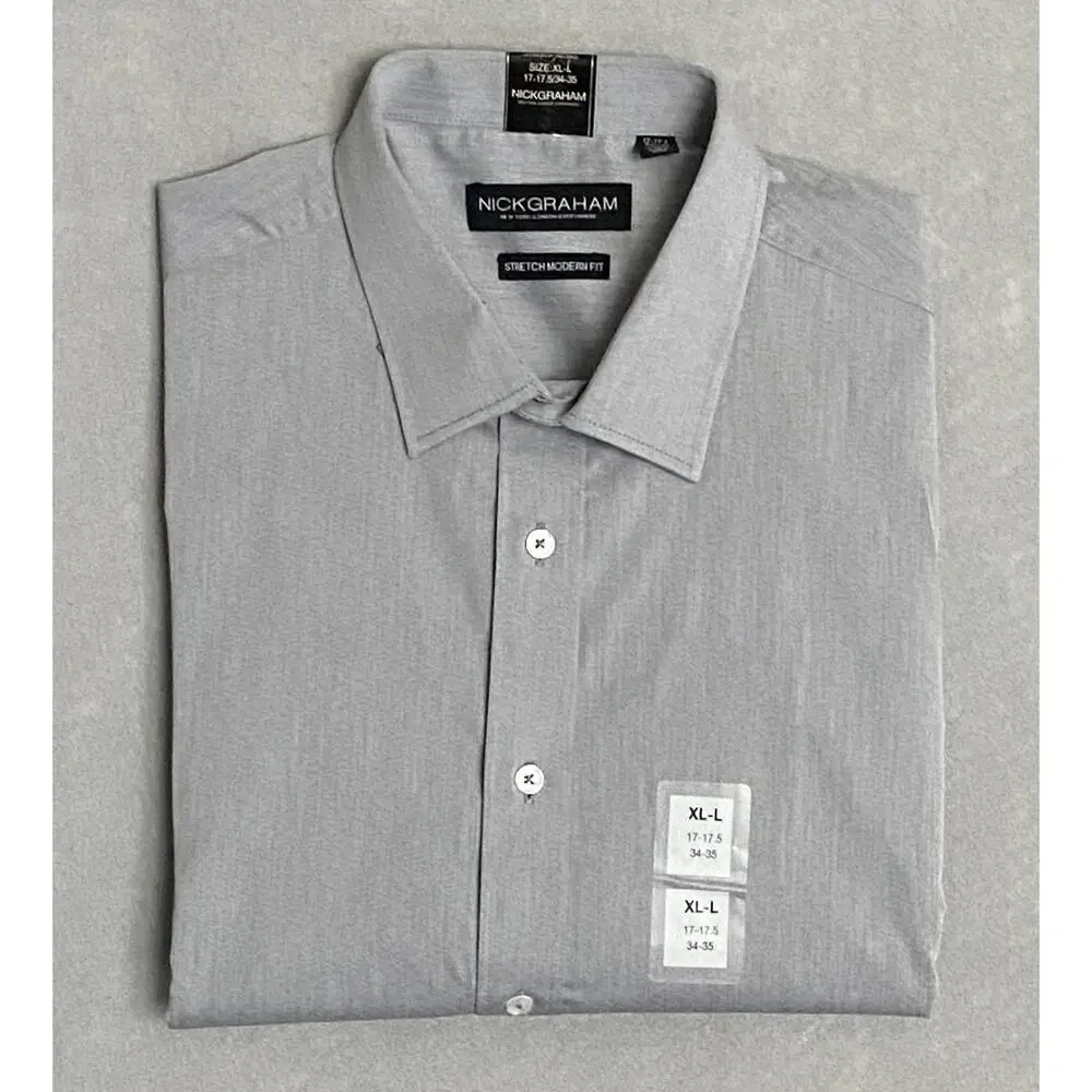 Nick Graham Men's 15.5 32/33 Modern Fit Dress Shirt Grey NEW - Picture 1 of 11
